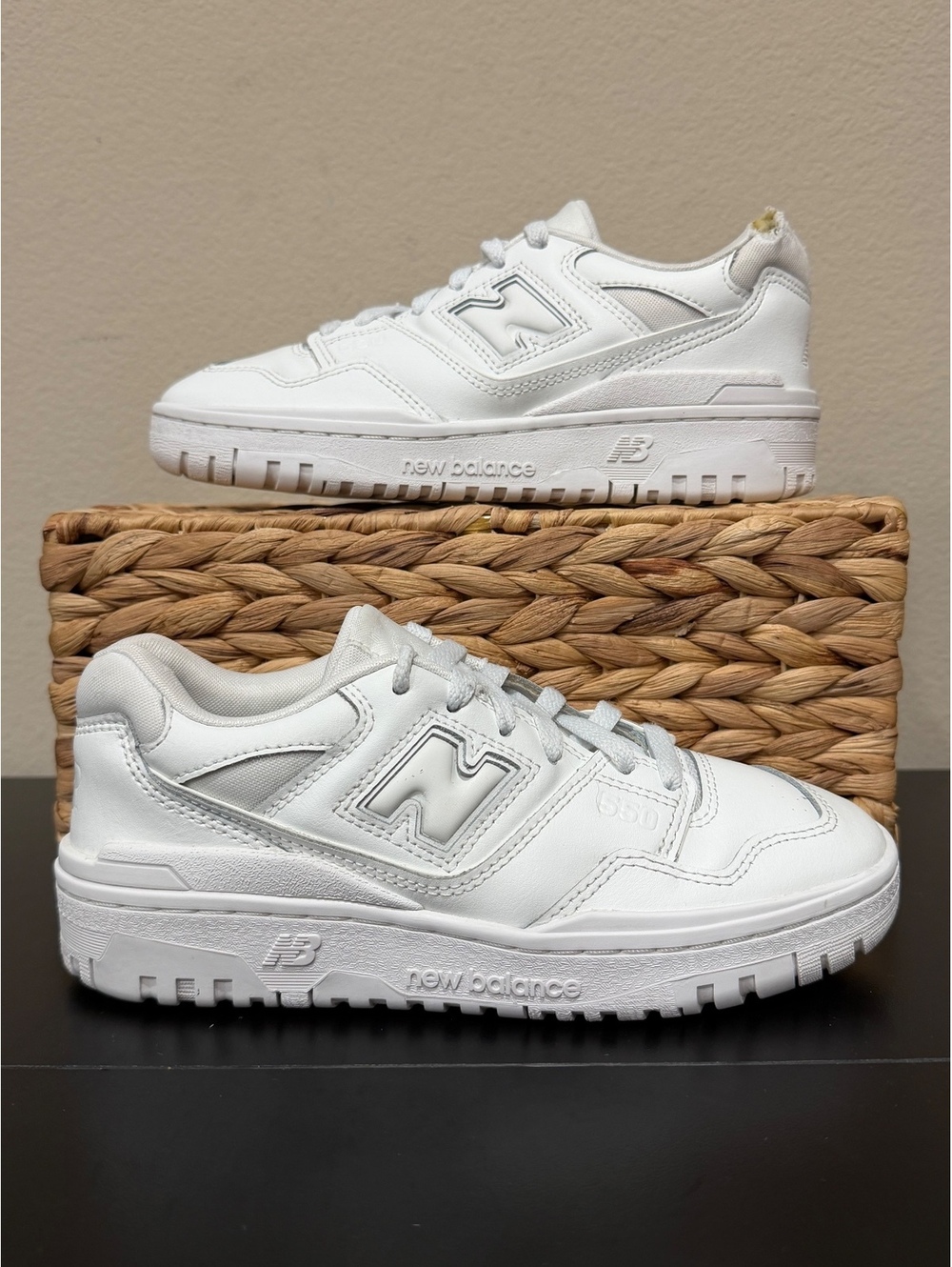 Size 4.5Y/6 Women - New Balance 550 GS “Triple White”
